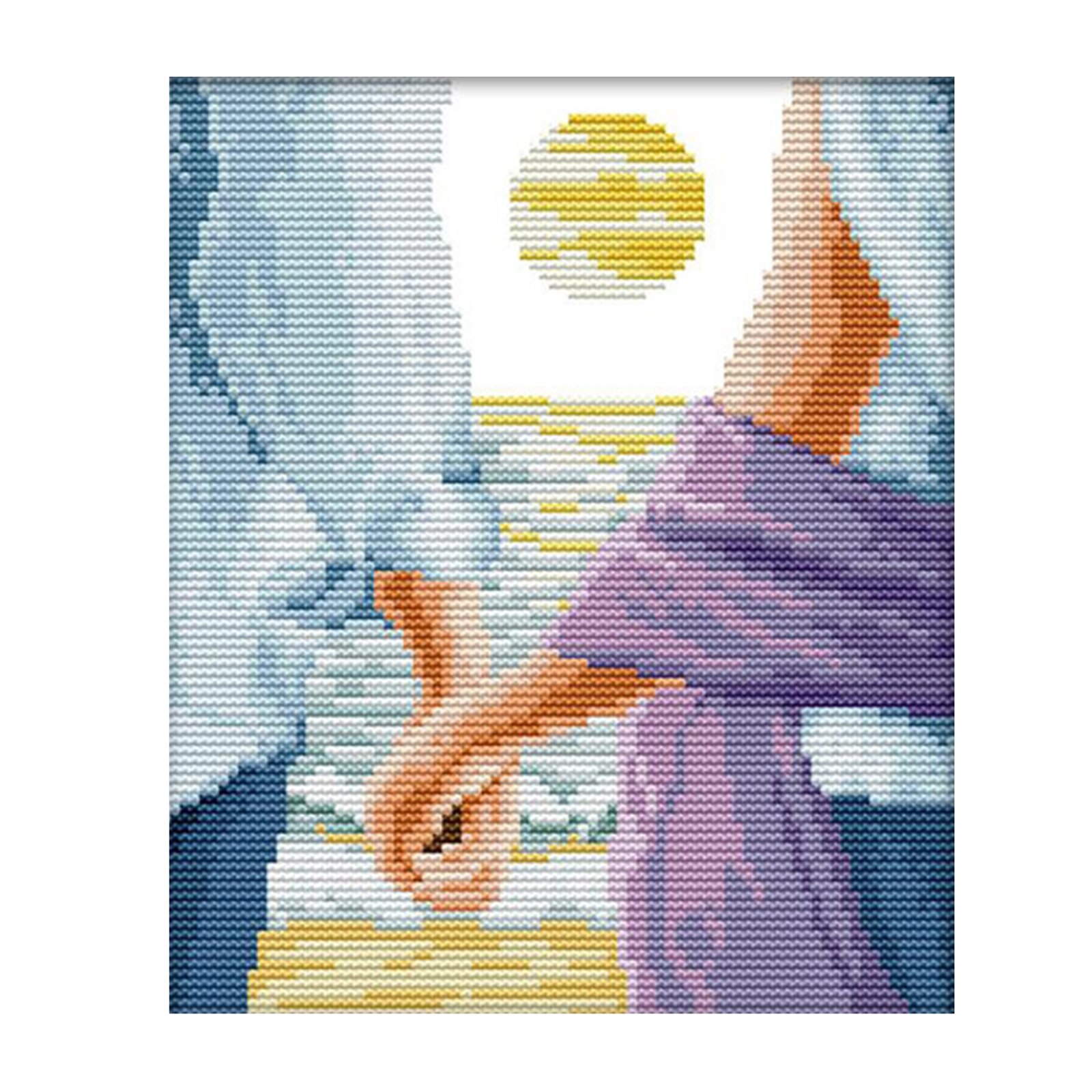 DIY Cross Stitch Stamped Kits Cross-Stitching Pattern for Home Decor, Fabric Embroidery Crafts Needlepoint Kit - Blue Love