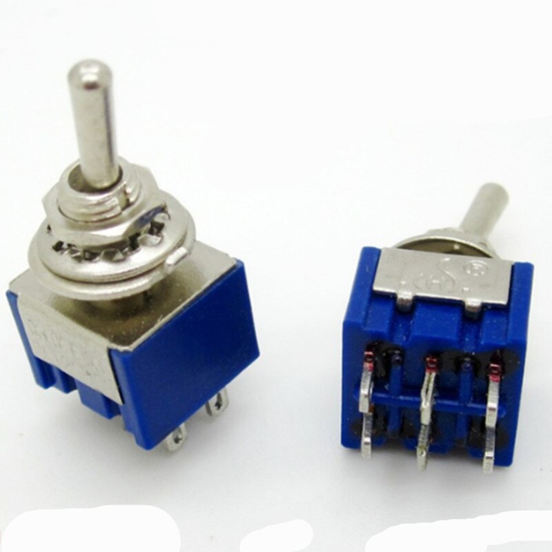 DAOKAI Mini Micro Schuifschakelaar DPDT 6 mm hoge knop 6-pins 3 standen