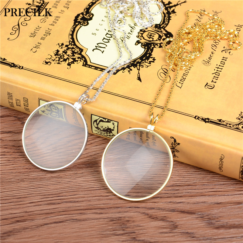 5X Magnification Portable Metal Hanging Chain Necklace Magnifiers Loupe Mirror Magnifying Glasses Reading Phone Screen Book