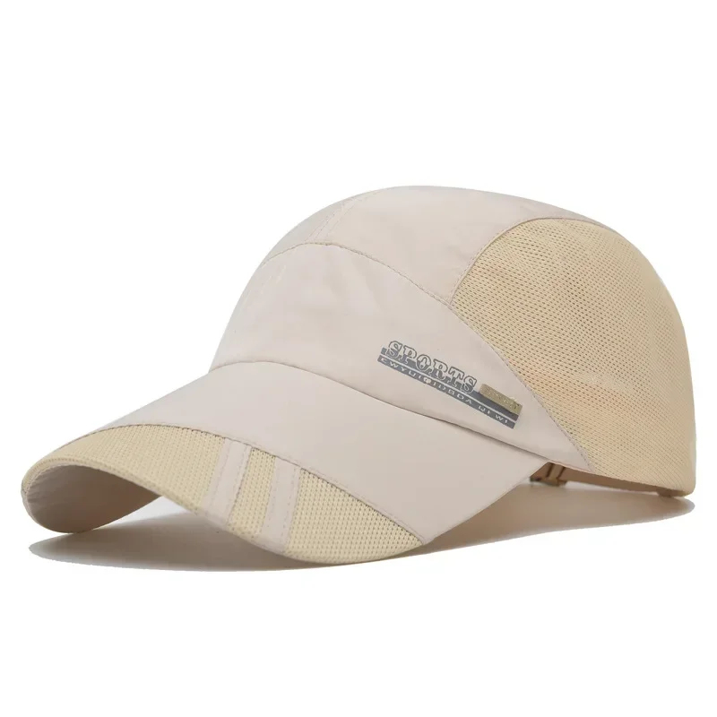 Sportpetten Zomerzonnehoed voor heren Dames Vissen Honkbalhoed UV-bescherming Buiten Sneldrogend Lichtgewicht Mesh Ademende pet: Beige