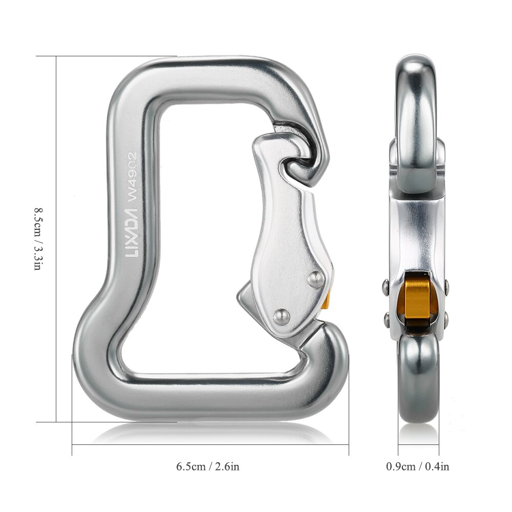 Lixada Outdoor Safety Rock Climbing Equipment Master Hook 18KN Paragliding Paraglider Parachute Clip Locking Carabiner: Default Title