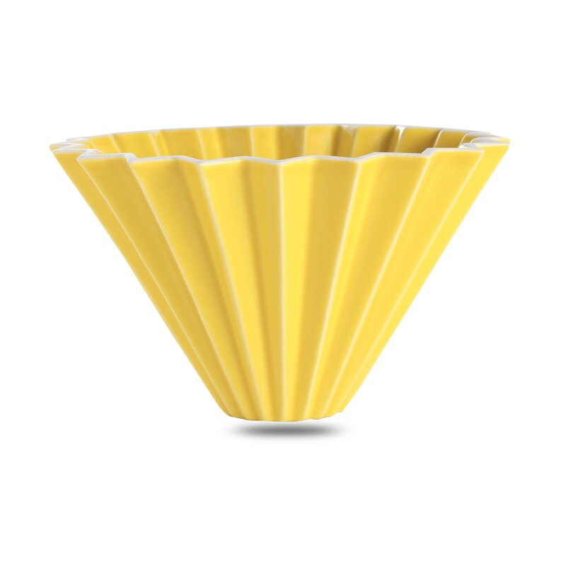 Espresso Ceramic Coffee Filter Cup Ceramic Pour Over Coffee Maker with Wood Stand V60 Funnel Dripper Coffee Accessories 1-2 Cup: Yellow