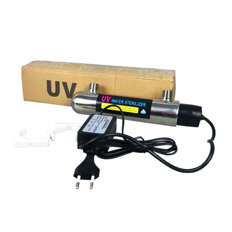 Esterilizador de água UV de aço inoxidável 304 12W 220V 1GMP Osmose reversa Ionizador de água Tratamento de água Equipamento de aquário