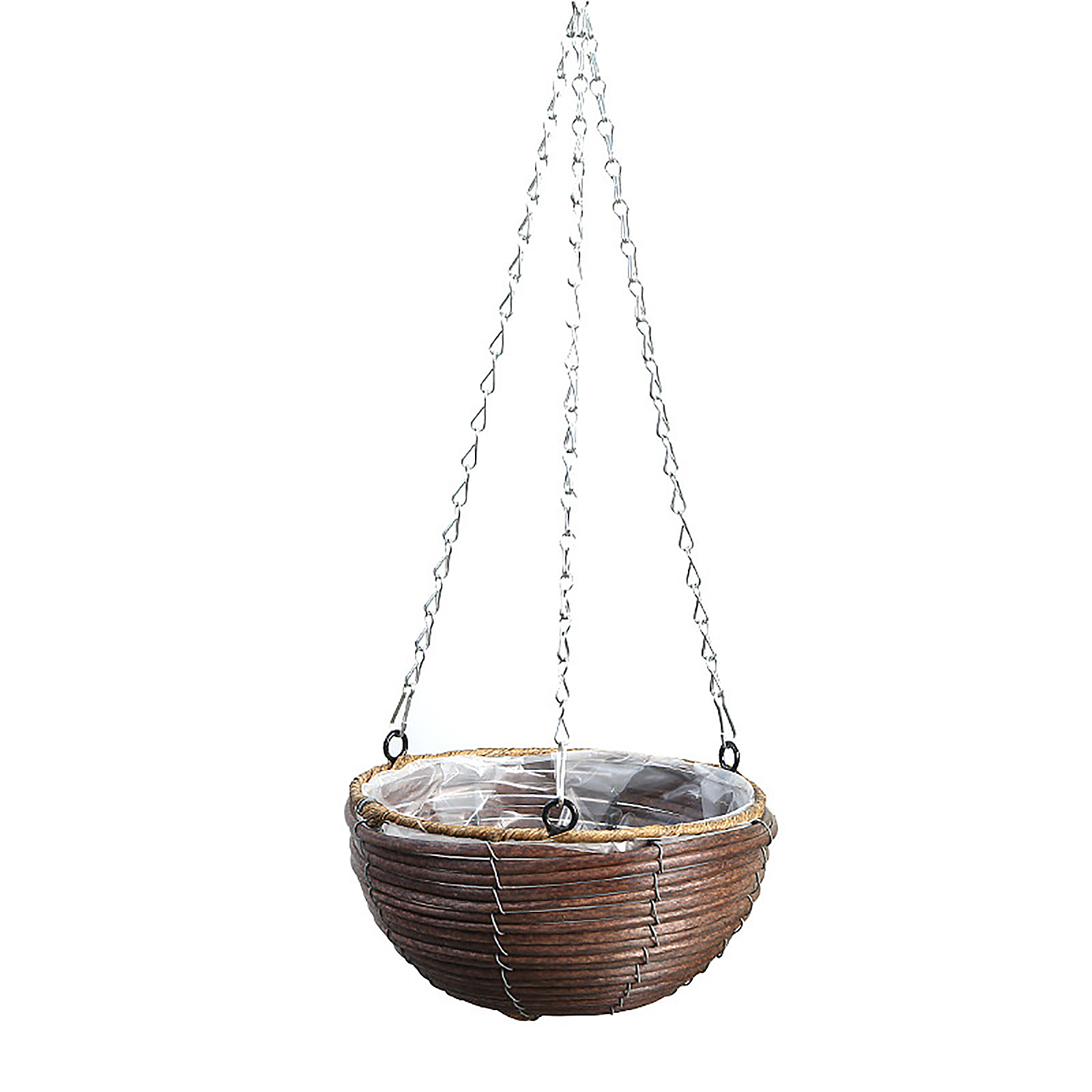 Hanging Pots Plant Basket Adornment 20*12cm 3 Colors Rural Style Plastic+iron Home And Garden Durable Flowerpot: Brown 