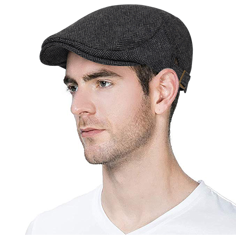 vew Retro Newsboy Caps Men Octagonal Hats Black British Painters Hats Autumn Winter Berets Herringbone Flat Caps