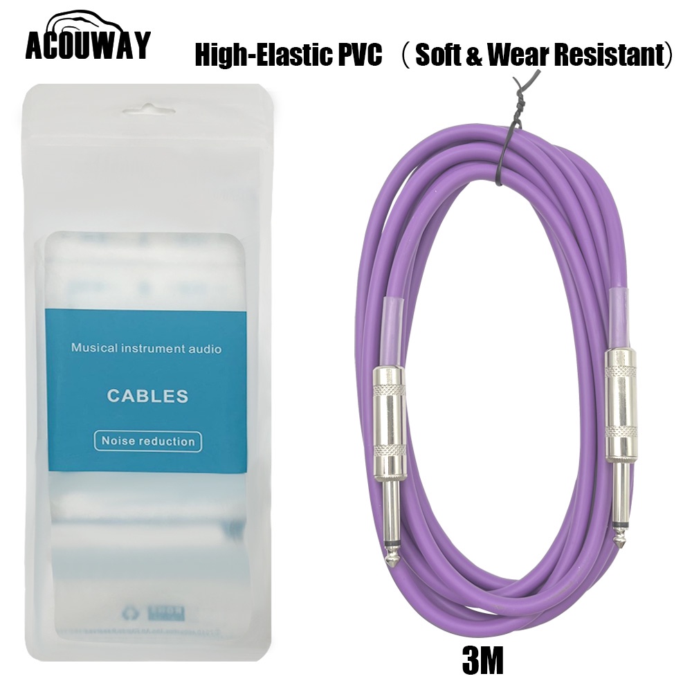 Cable de guitarra Cable Jack línea bajo caja eléctrica Cable de Audio línea de reducción de ruido Cable blindado 3/6/10 metros: Gris claro