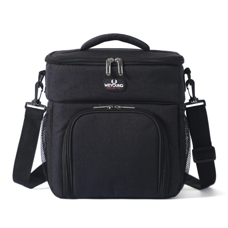 Large Capacity Thermal Insulation Lunch Bag Oxford Cloth Food Storage Picnic Bags Tote Portable Cooler Box Bags: black