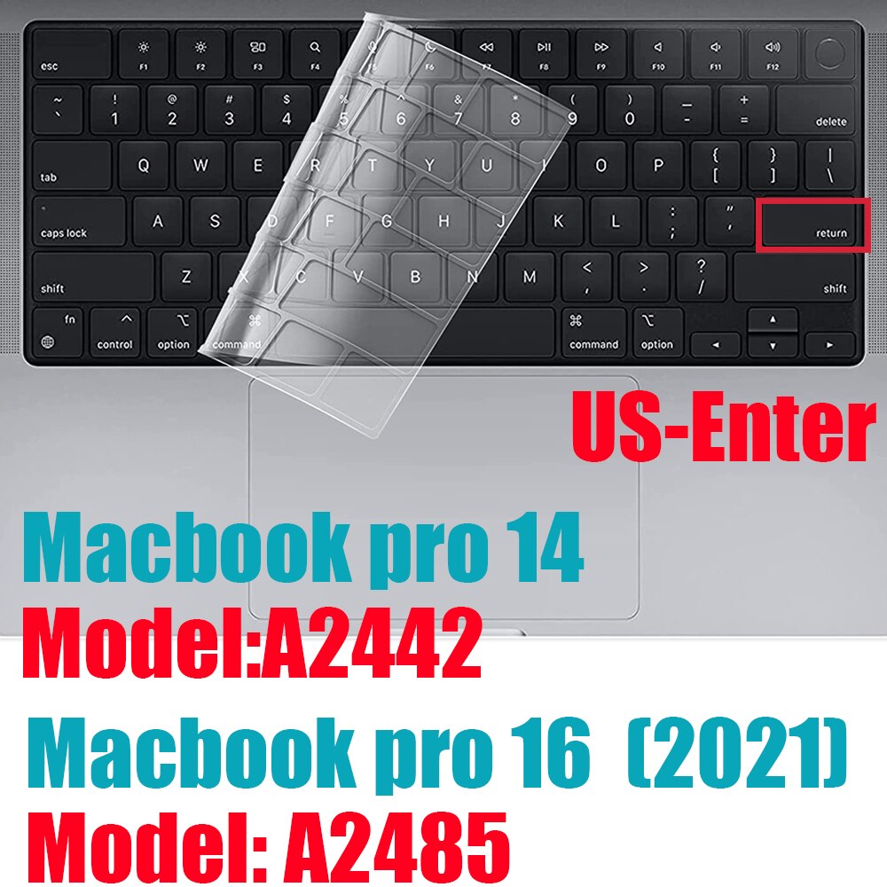 For Macbook pro14 M1 keyboard cover A2442 Macbook pro16 M1 A2485 TPU Transparent keyboard film For macbook pro 14 case
