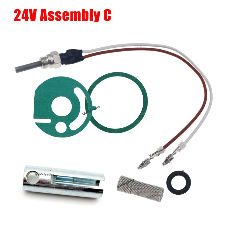 12V Car Diesel Air Heater Glow Plug +Strainer+Wrench+Burner Motor Gaskets For Eberspacher Hydronic D4WSC D5WSC 252106011000: 24V Assembly C