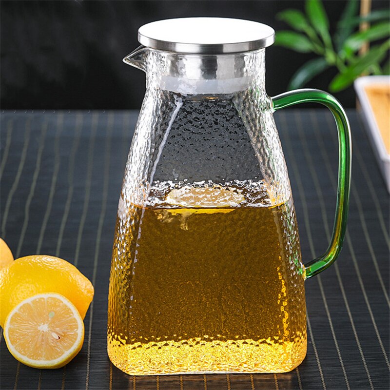 Przezroczysty szklany pojemnik na zimne napoje o dużej pojemności odporny na ciepło sok dzbanek robić mleka lodówka fajna butelka wody Drinkware 1500ML: A