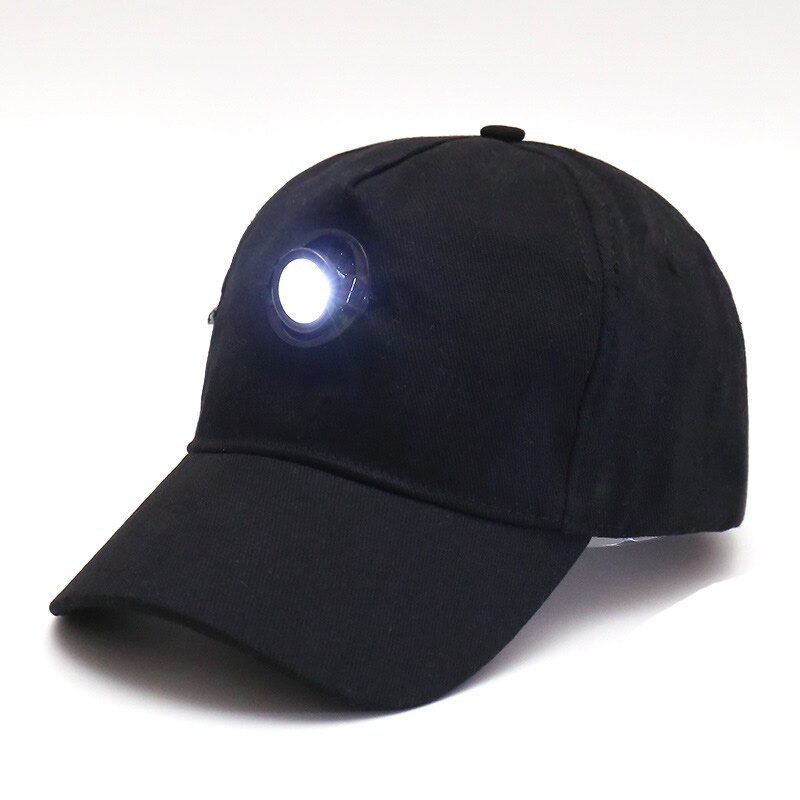 Baseball Hat With Headlight Led Light Cap For Repairing Outdoor Camp Fishing Work Safety Head Protection: Black
