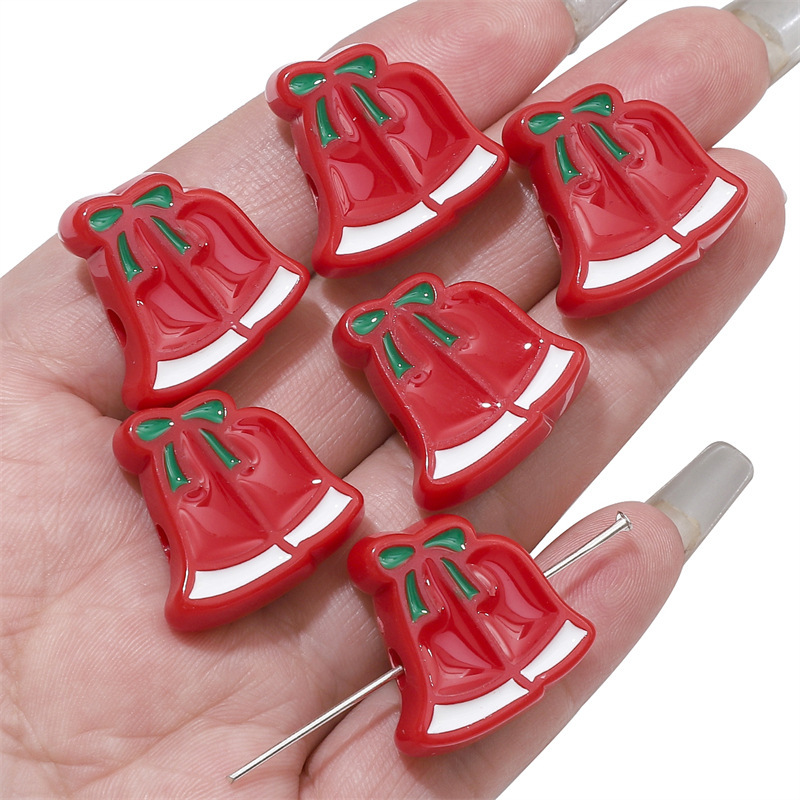 6 teile/los Weihnachten Baum Glocken Handschuhe Acryl Perlen Komponenten Für DIY Handgemachte Armbinde Halskette Schmuck Machen Liefert Material: WEISS