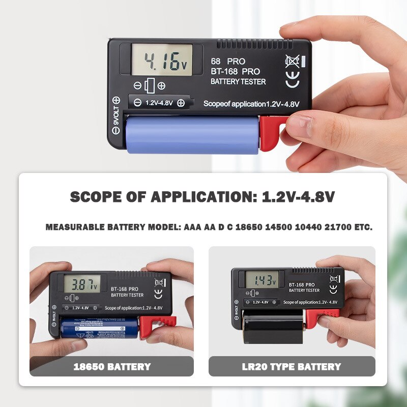 Mini Digital Lithium Battery Capacity Tester Checkered Load Analyzer Display Check AAA AA Button Cell Universal Test