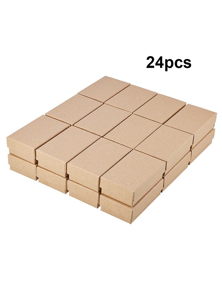 24PCS Kraft Paper Box Small Kraft Paper Jewelry Box Handmade Cardboard Packing Box Wedding Decorations