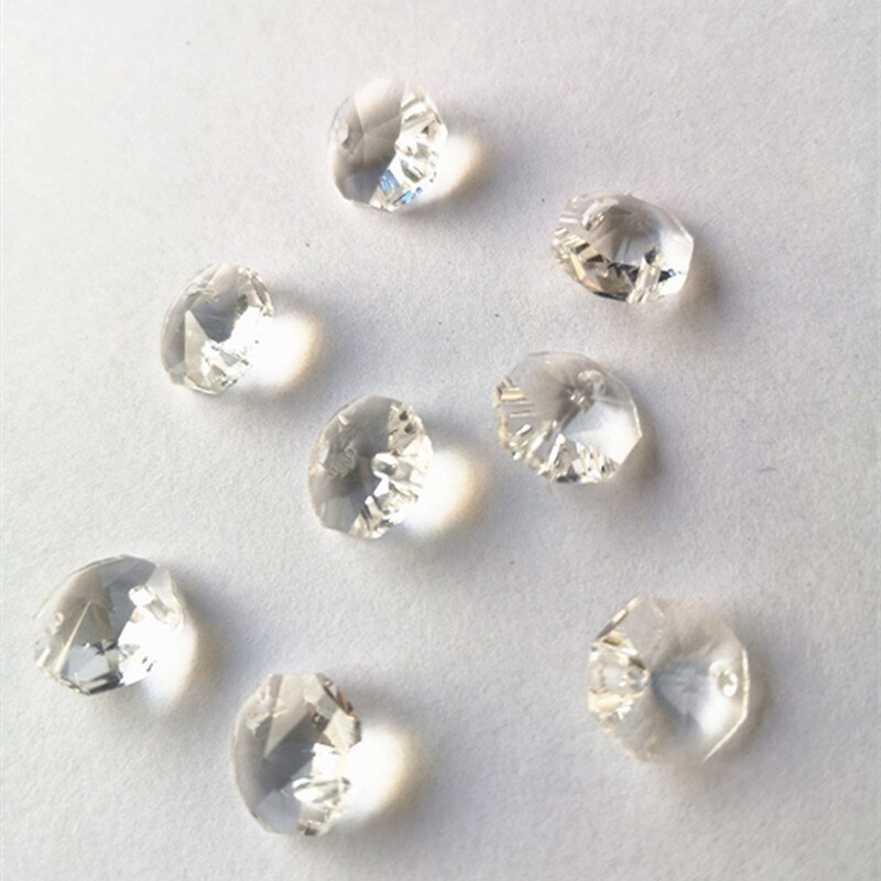 Top 8 stuks Clear 10mm Kristal Achthoek Shiny Kralen in 2 gaten Voor Kristal Kroonluchter Lamp Accessoires Glas gordijn Kralen