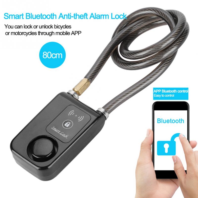 80cm Smart Keyless Bluetooth Lock Waterproof 110dB Wire Rope anti-theft Alarm Bicycle Lock