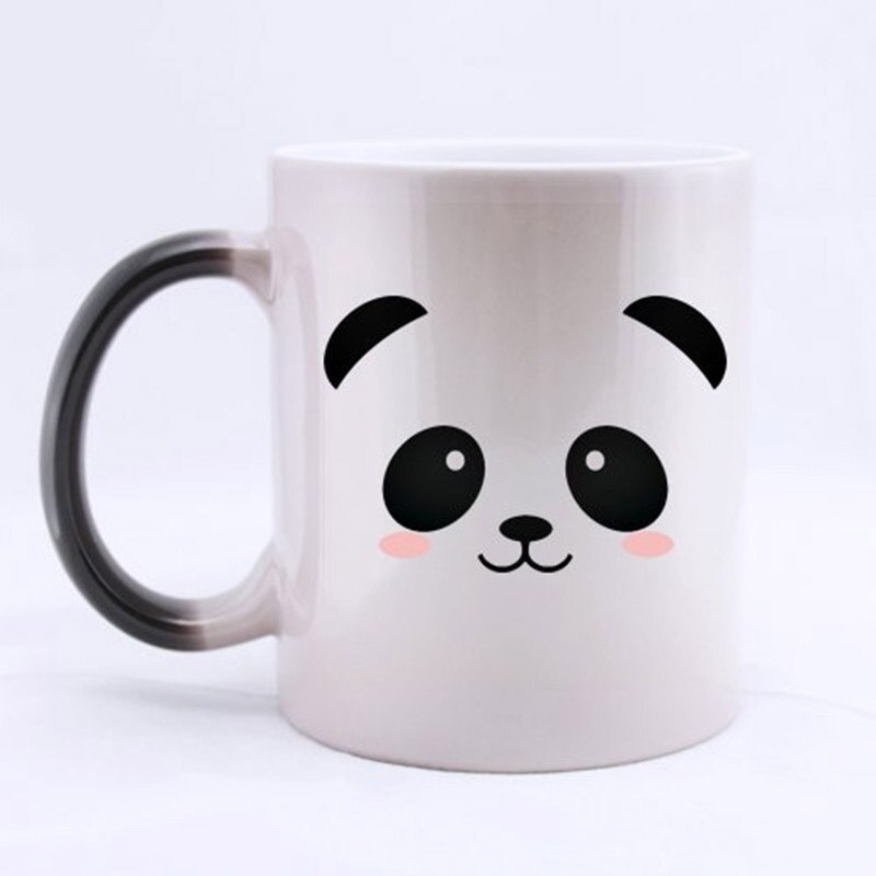 Taza de Panda con mensaje de calor, taza creativa de cerámica que cambia de Color, taza de té mágica, para amigos