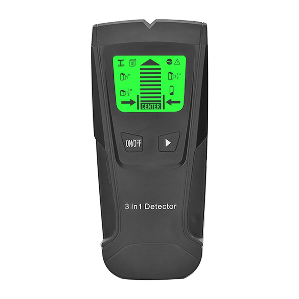 3 in gereedschap metaaldetector wandscanner draad digitaal led-display houten noppen 1 batterijen draagbare elektrische zoekfunctie: Zwart