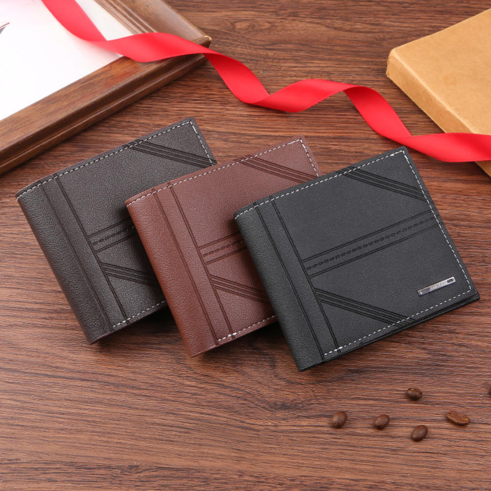 Men's Short Wallet PU Leather Thin Men Coin Pocket Korean Multi-function Leather Purse Shopping Credit ID Cards Holders
