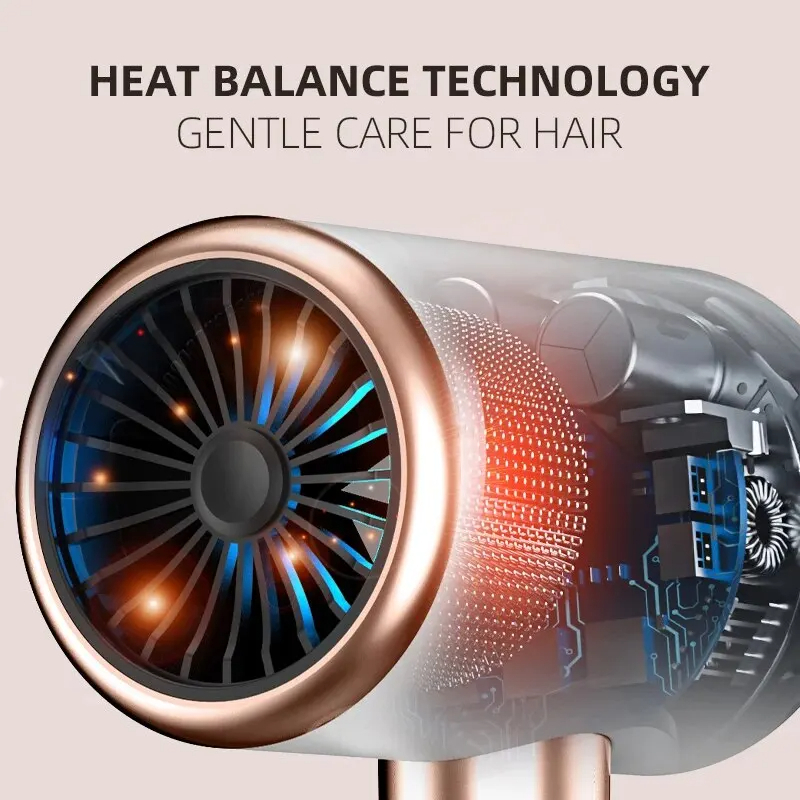 Secador de pelo, turbina eléctrica de alta velocidad, flujo de aire, poco ruido, temperatura constante y secado rápido, adecuado para salones domésticos