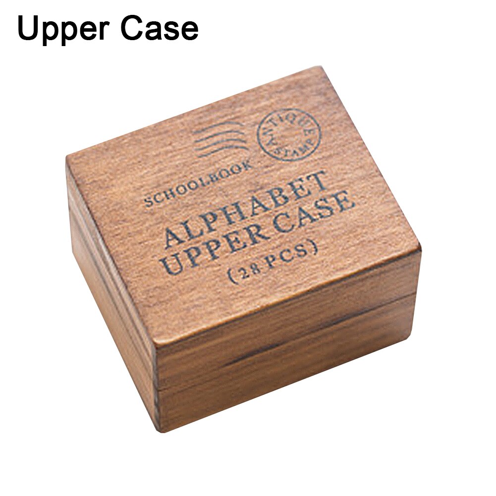 28 Stuks Houten Alfabetische Seal Diy Handschrift Alfabet Letter Stamp Retro Vintage Craft Houten Doos Alfabet Nummer Stempel: Upper Case