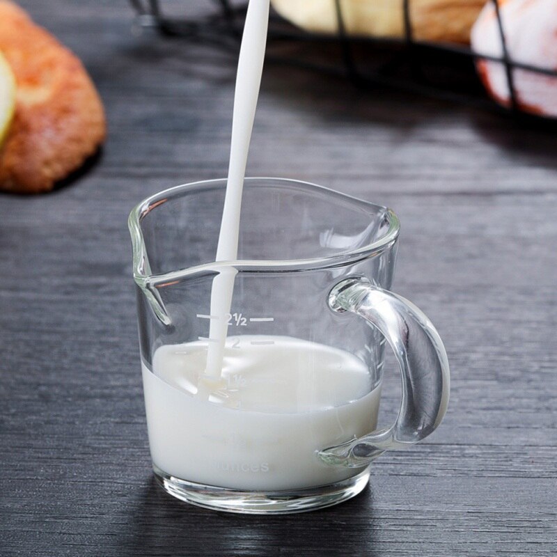 1Pcs Heat-resistant Glass Measuring Cup Jigger For Espresso Coffee Double-mouthed Ounce Cup 70ml Small Milk Cup With Scale