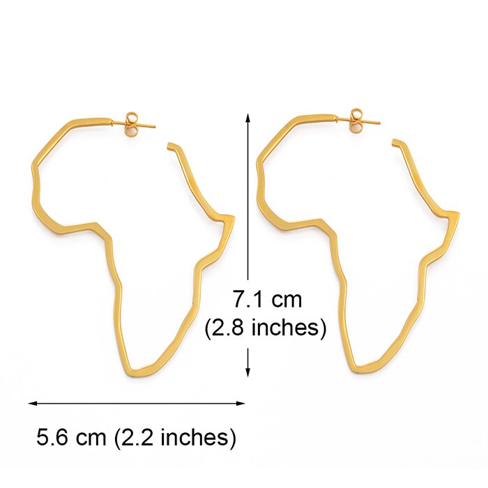 Anniyo Afrikaanse Kaart Grote Oorbellen Overdrijven Groter Oorbel Afrika Ornamenten Traditionele Etnische Hyperbole Christmas #103721: 7.1cm Gold Color