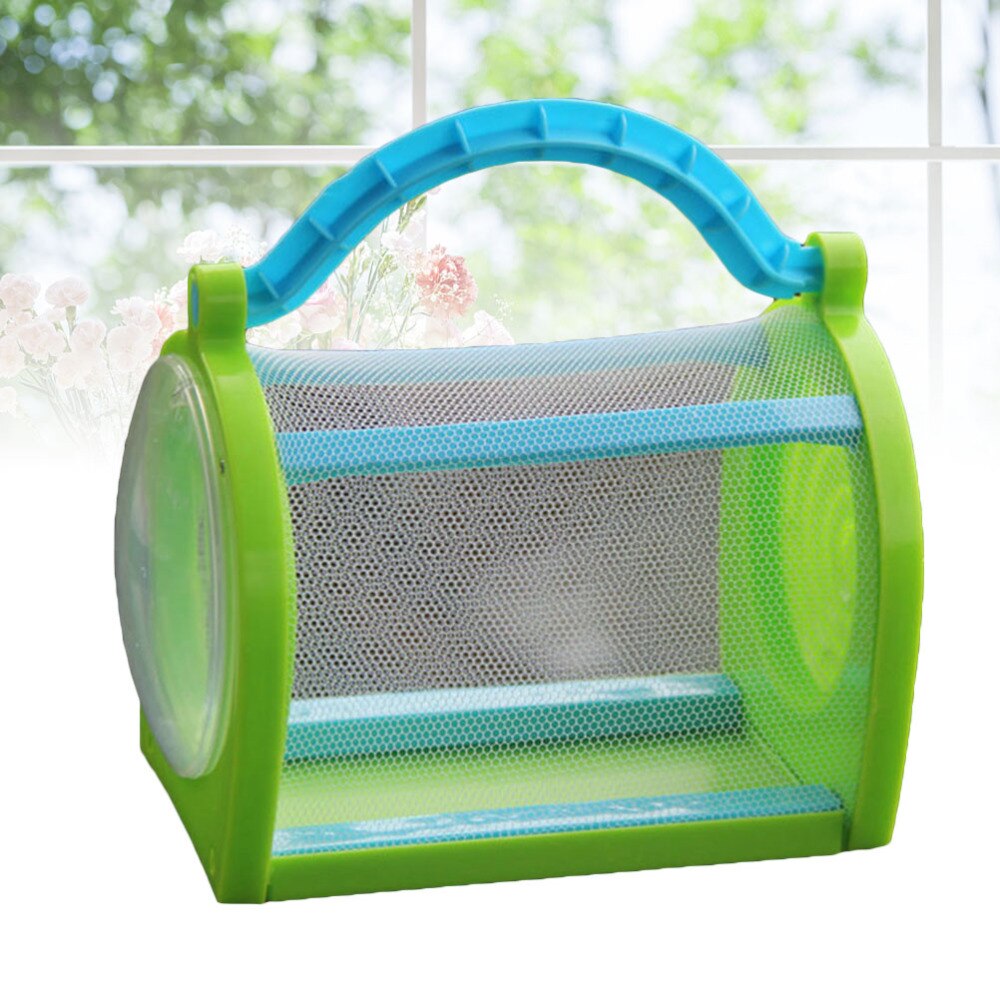 Insect Cage With Carrying Handle Portable Bug House Butterfly Dragonfly Cage Outdoor Nature Exploration Toys (Green)