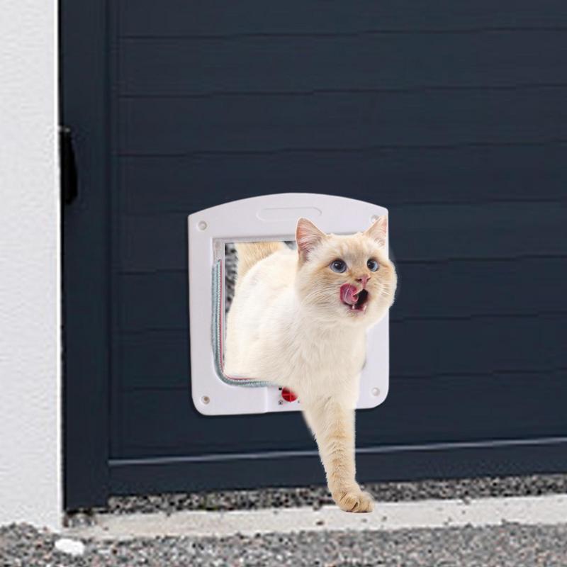 4 Way Locking Pet Security Flap Door For Dogs Cats Pet Gate Door Kit For Wooden PVC Metal Door Brick Wall Accessories