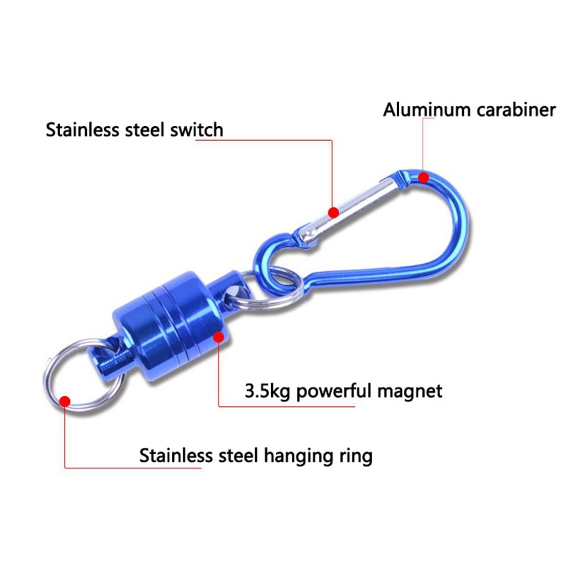 Magnetic Net Release Fly Fishing Aluminum Strong Train Net Holder 7.7LB Lanyard Cable Pull 4KG