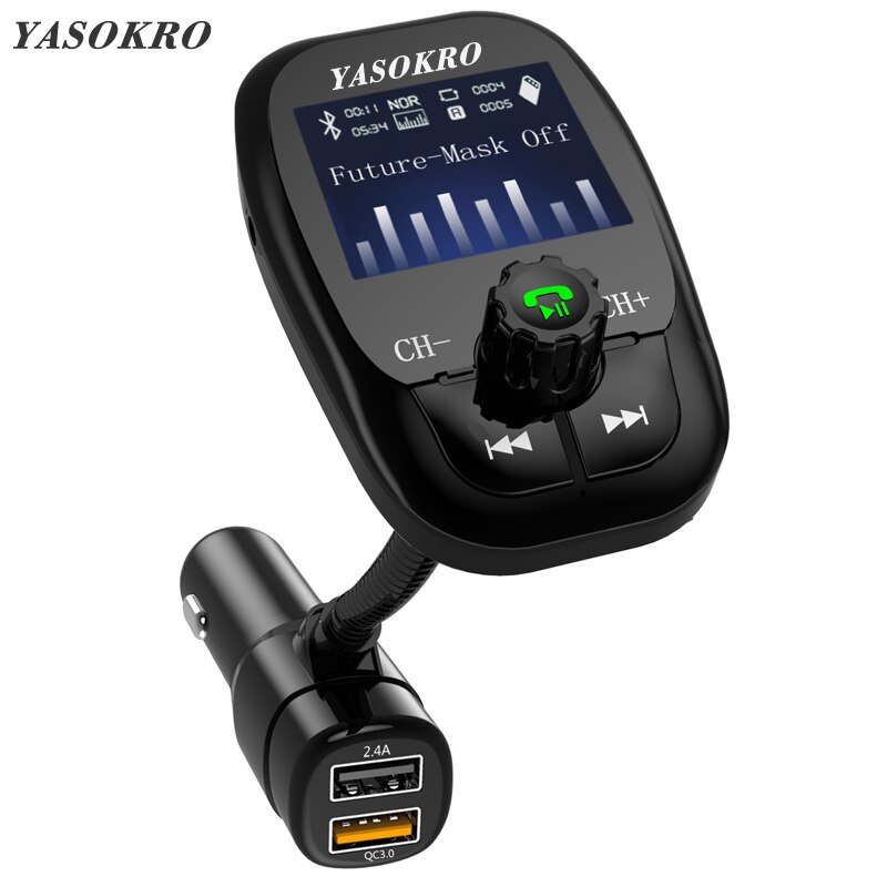 YASOKRO Draadloze Bluetooth A2DP Handsfree Carkit AUX Audio Auto MP3 speler Fm-zender Dual USB Charger ondersteuning TF & U Disk