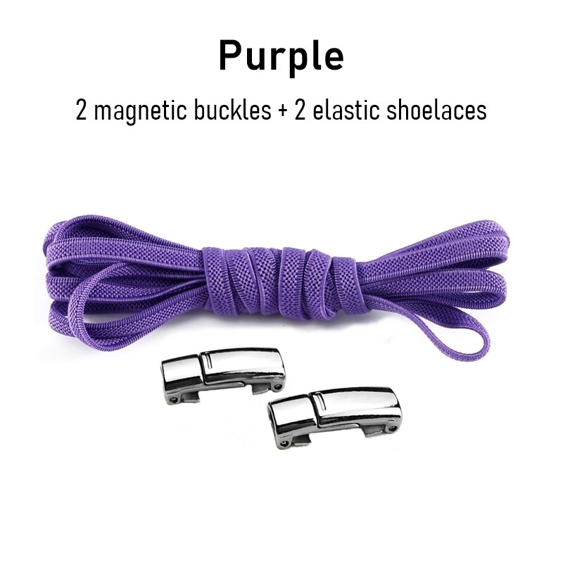 1 para sznurowadła magnetyczne trampki elastyczne sznurówki metalowy zamek leniwe sznurowadła dla dzieci i dorosłych rozmiar uniwersalny but: Purple