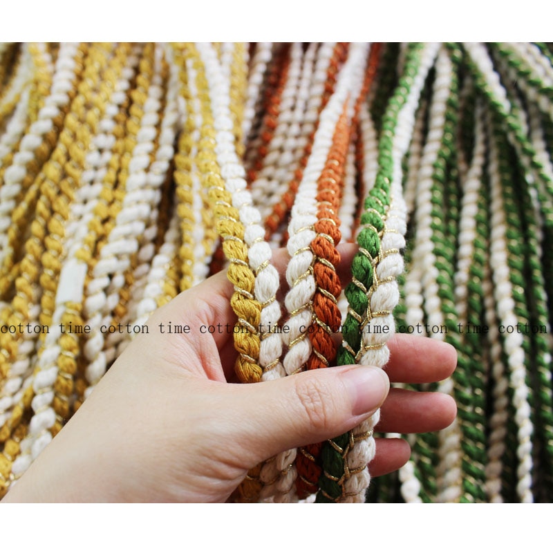 6 jaardia kultainen punos köysi 1.5cm puuvillasekoitettu köysi kierretty puuvillanarut takin koristelu askartelu köydet ompelutarvike