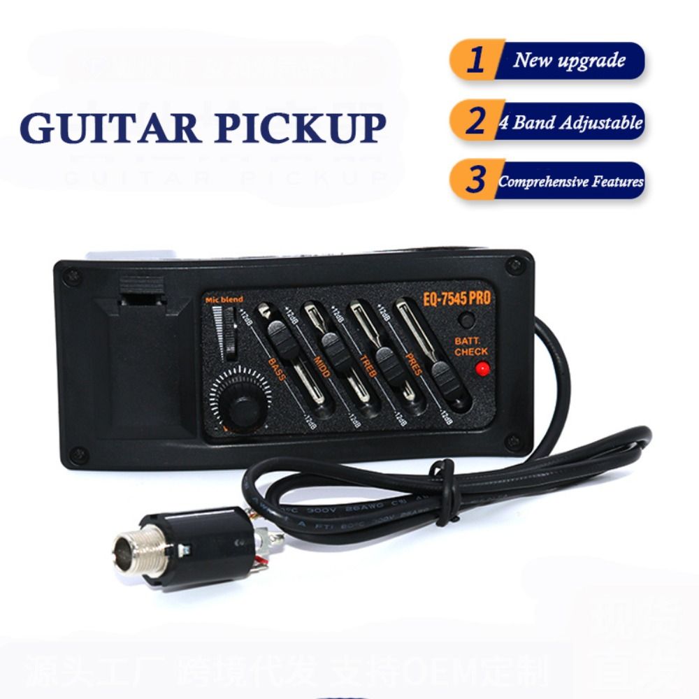 4-bands gitaar pick-up EQ 7545R equalizer tuner akoestische gitaar voorversterker versterker gitaaraccessoire verstelbare EQ equalizer