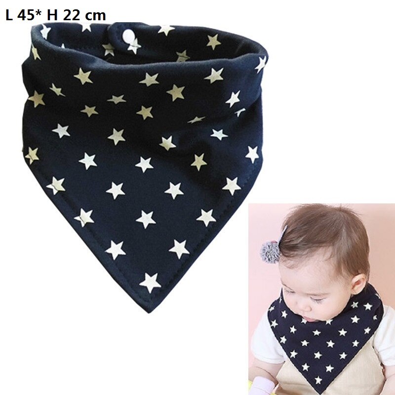 Babyjongens slabbetjes katoenen babymeisjes slabbetjes 0-3y baby bandana slabbetjes kinderen driehoekige sjaal dubbelzijdig iedereen kan dragen: Marineblauwe sterren slabbetjes