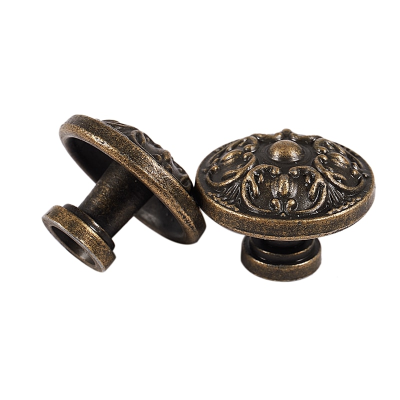 Palads mønster vintage bronze forzinkning rund kedel skab skab skuffe køkken dørknapper træk håndtag - bronze blomst (