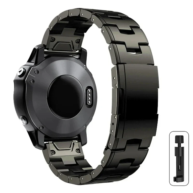 Cinturino in titanio da 22mm 26mm per cinturino per orologio Garmin Fenix 7X 7/6 6x pro 5x più bracciale in metallo in lega di titanio a sgancio rapido per Gamin: Avorio / 26mm