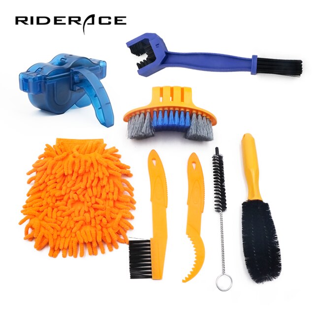 Bike Chain Cleaner Bicycle Clean Machine Brushes Road Cycling Cleaning Brush Kit Maintenance Tools Set For Outdoor Mountain MTB: 8 PCS