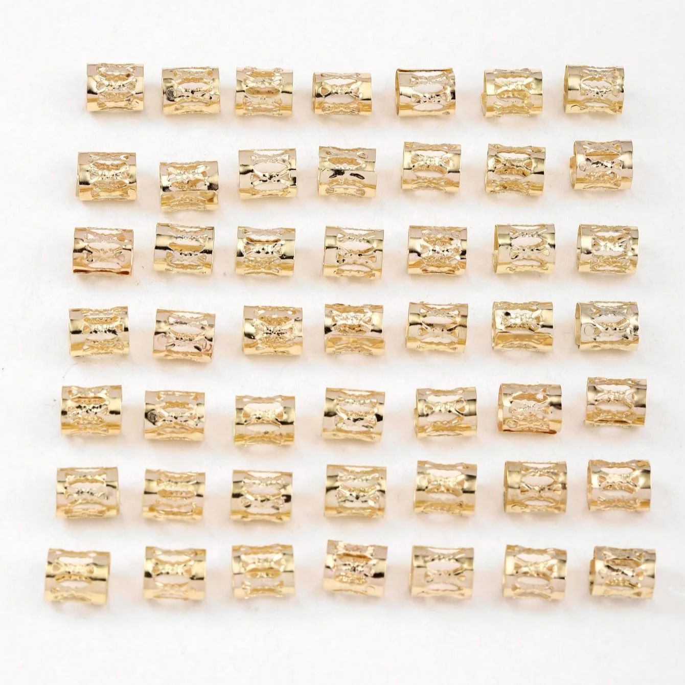 50pcs métal évider anneau de cheveux accessoires, perles cheveux tresse anneaux Clips redoute serrures cheveux tressage métal manchettes décoration
