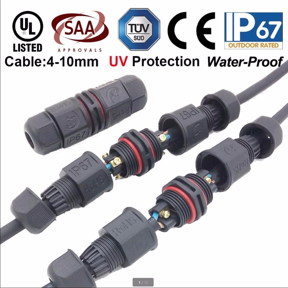 IP67 15A 2 3 Pin Waterdichte Connector Adapter Schroef Locking Cable connector water proof Industriële Elektrische Draad Connecto