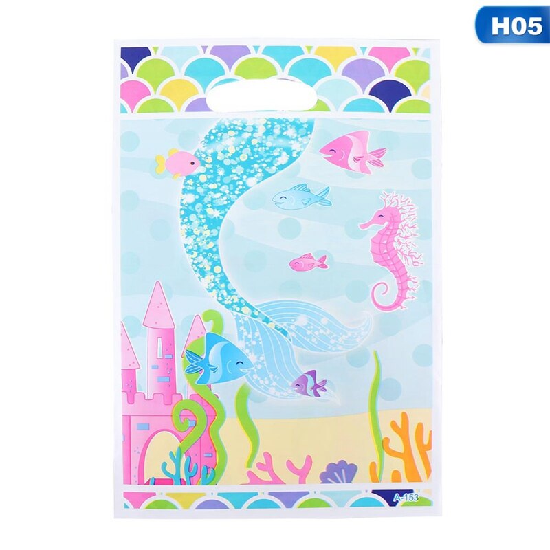 10Pcs Cartoon Rainbow Unicorn Flamingo Plastic Bags Candy Bag For Party Wedding Birthday Package Box Party Supplies: H05