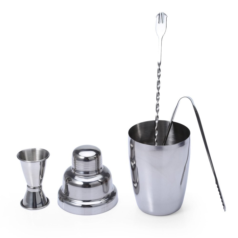 Rvs 4 stks/set 350 ml Bar Wijn Maken Maatregelen Cocktail Shaker Set Menglepel Measurer Ice Tong