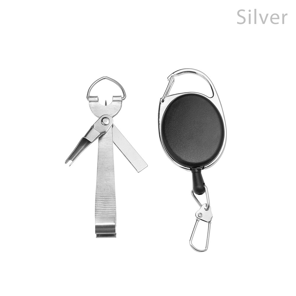Fishing Quick Knot Tool Fast Tie Nail Knotter Line Cutter Clipper Nipper Hook Sharpener Fly Tying Tool Fishing Tackle Gear: Silver set