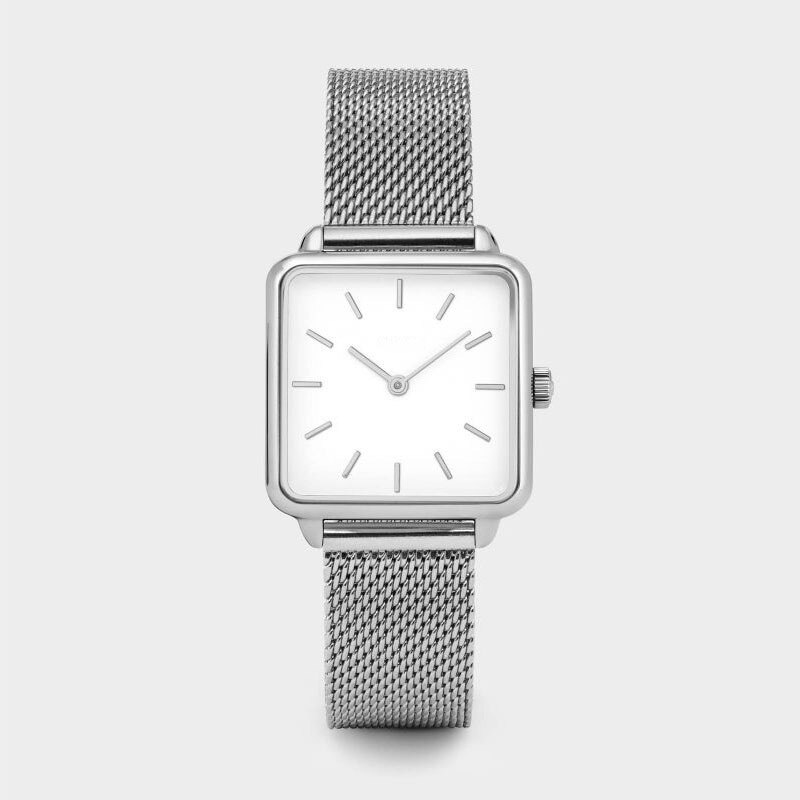 Reloj de pulsera de cuarzo sencillo para mujer, esfera cuadrada, Zegarek Damski, novedad de: Plata