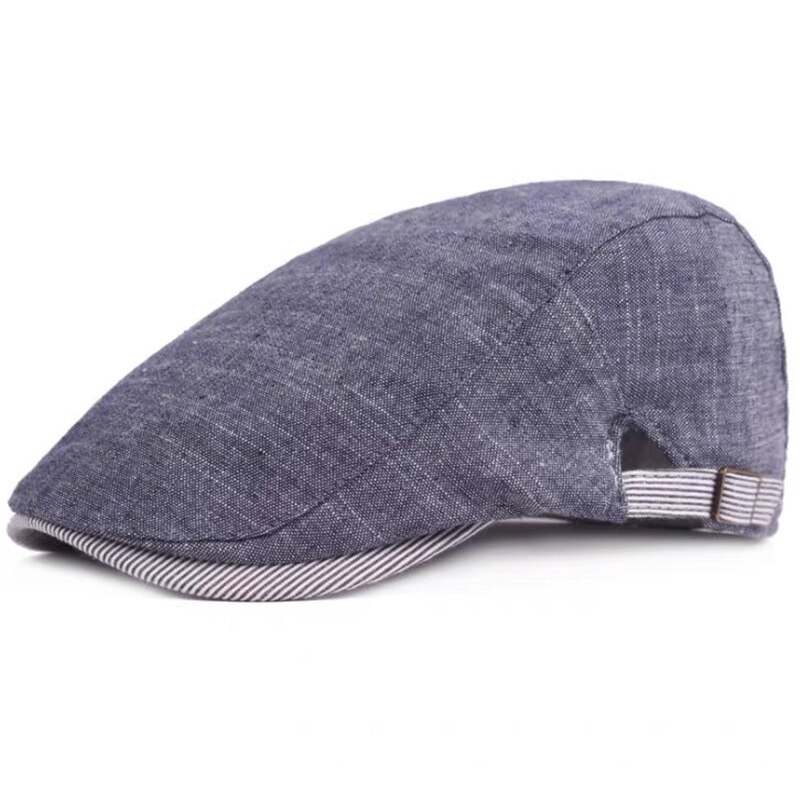 Gorras de algodón de nivel superior para hombre, Boina, gorra Gatsby, gorra plana de verano y otoño, sombreros de conductores para adultos jóvenes: denim blue