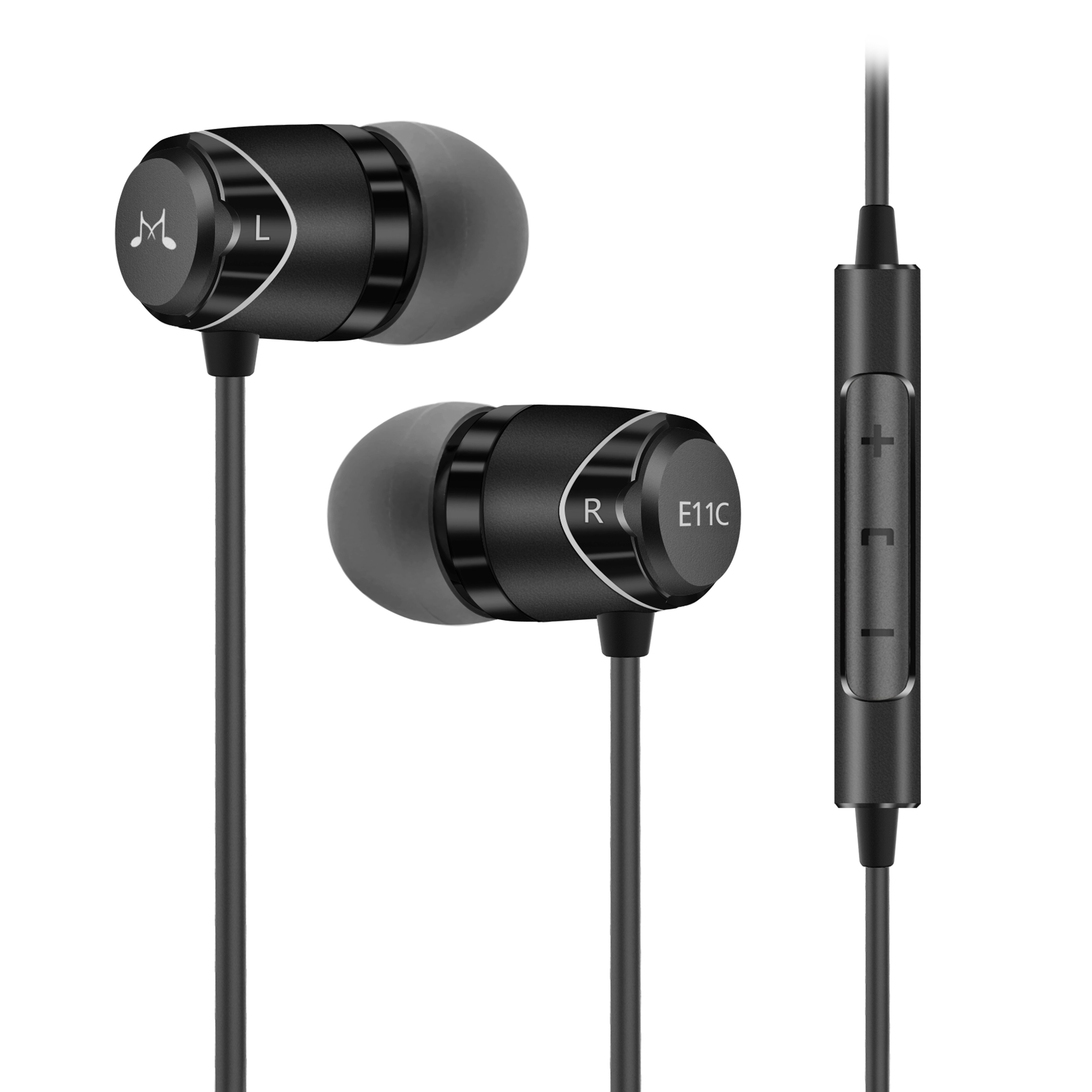 Soundmagic E11C Oortelefoon Wired Geluidsisolerende In-Ear Oordopjes Krachtige Bass Hifi Stereo Sport Koptelefoon Met Microfoon: Black