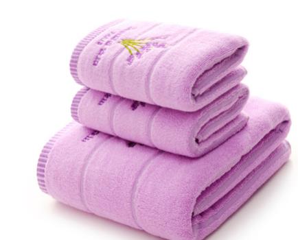Katoen Borduren Handdoek Badhanddoek Set Badhanddoek 140*70Cm Handdoek 32*72Cm Zachte absorberende 3Pcs Set: Paars