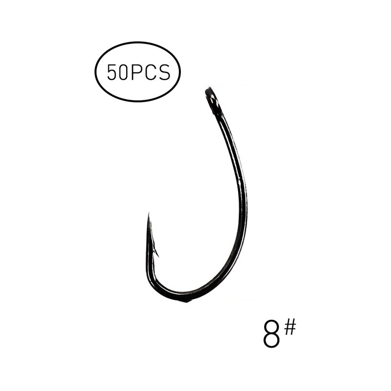 50 Stks/partij Zee Offset Haak 2 #4 #6 #8 # Karper Snap Vissen Enkele Prikkeldraad Haak staal Visaas Haken Vissen Met Doos Gereedschap: 8