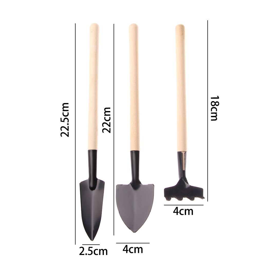 Juego de 3 unidades Multifuncionales de Mini herramientas de jardinería, mango de madera, herramienta de acero inoxidable, rastrillo de pala para plantas en maceta, pala para plantas en maceta