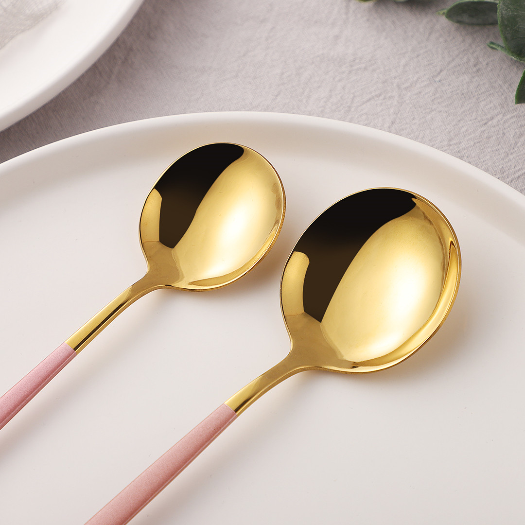 Pink Gold 32Pcs Cutlery Set Stainless Steel Dinnerware Mirror Resueable Luxury Home Knife Spoon Fork Tableware Set Flatware Set
